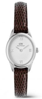ADW00100888 Ophelia Mini Dark Brown Lizard White Guilloché Silver DW00100888