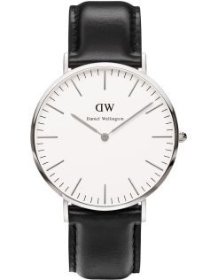 ADW00100020 Daniel Wellington herreklokke sort skinnrem - Daniel Wellington Classic Sheffield Silver Men 0206DW