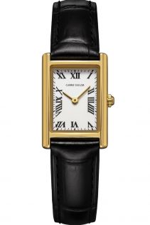 CTW1801 Carrie Taylor Petite Rectangular Black Leather 19mm