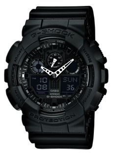 GA-100-1A1ER Casio G-Shock med sort gummirem - Casio G-Shock Black - GA-100-1A1ER
