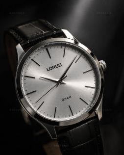 RRX73HX9 Lorus Mens Steel Black Leather 40mm