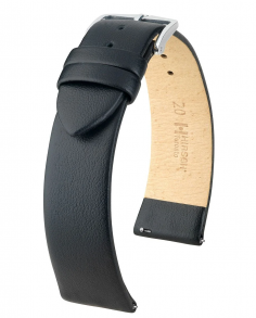 03702150-2-08 Hirsch Toronto Black Leather Strap 8mm with Silver & Gold Buckle without Quick Release 03702150-2-08