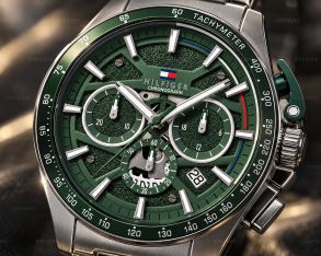 1792293 Tommy Hilfiger Mens Steel Green Chrono 44mm
