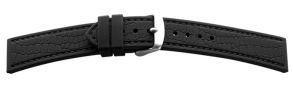 625004 Falkenlund Deluxe Beco Watch Strap Black Croc Look Silicone 20mm Stainless Steel Buckle 625004
