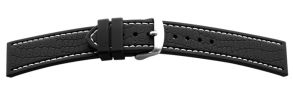625005 Falkenlund Deluxe Beco Watch Strap Black Croc Look Silicone 20mm Stainless Steel Buckle 625005