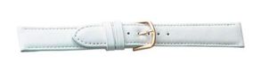 6641014G Falkenlund Deluxe Beco Watch Strap Polo White Calf Leather 14mm Gold Plated Buckle 6641014G