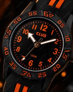 A65186SS5A Black Orange 100M Waterproof Childrens Watch 30mm