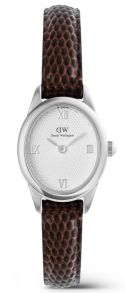 ADW00100888 Daniel Wellington Ophelia Mini Dark Brown Lizard White Guilloché Silver DW00100888