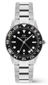 ADW00100919 Daniel Wellington Iconic GMT Link Black Ceramic Bezel Silver DW00100919