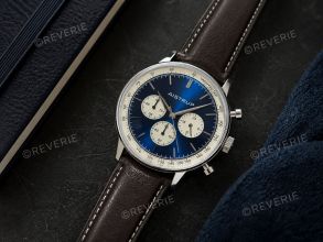 AIW8901 Aistrup Mens Ivory Blue Sapphire Chronograph Stitched Leather 42mm