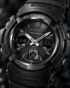 AWG-M100B-1AER Casio G-Shock Black Solar Radio-Controlled 200m Diver 46mm