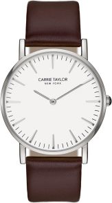 CA3802-SIWHBR Carrie Taylor Lexington Silver/White Brown Leather