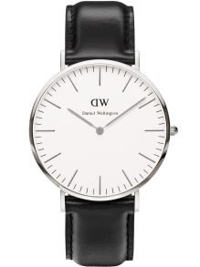 ADW00100020 Daniel Wellington herreklokke sort skinnrem - Daniel Wellington Classic Sheffield Silver Men 0206DW