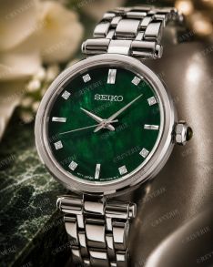 HGH006P1 Seiko 8 Diamonds Sapphire Green Mother-of-Pearl Ladies 29mm