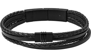 JF03098001 Fossil Multi-Strand Black Leather Bracelet JF03098001