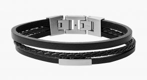 JF03322040 Fossil Black Multi-Strand Leather JF03322040