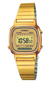 LA670WEGA-9EF Casio retro digitalklokke i gull farge - Casio Classic Gold LA670WEGA-9EF