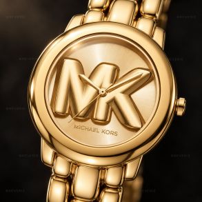 MK4923 Golden Michael Kors Ladies Watch with Bold MK Logo and Chunky Steel Bracelet 36mm