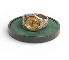 MO2400 MORELUND Watchmat in Aluminium/Green Leather MO2400