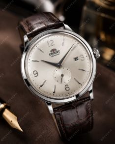 RA-AP0003S Orient Mens Silver Brown Leather Automatic 40mm