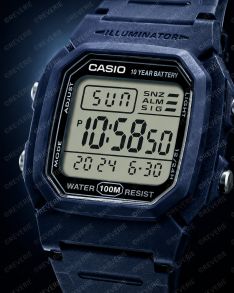 W-800H-2AVES Casio Square Digital Long Battery-Life Blue 36mm