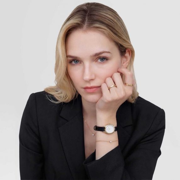 Ophelia Mini Black Lizard White Guilloché Gold DW00100890