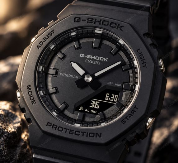 All-Black Casio G-Shock Ana-Digi Watch with Octagonal Design 40mm